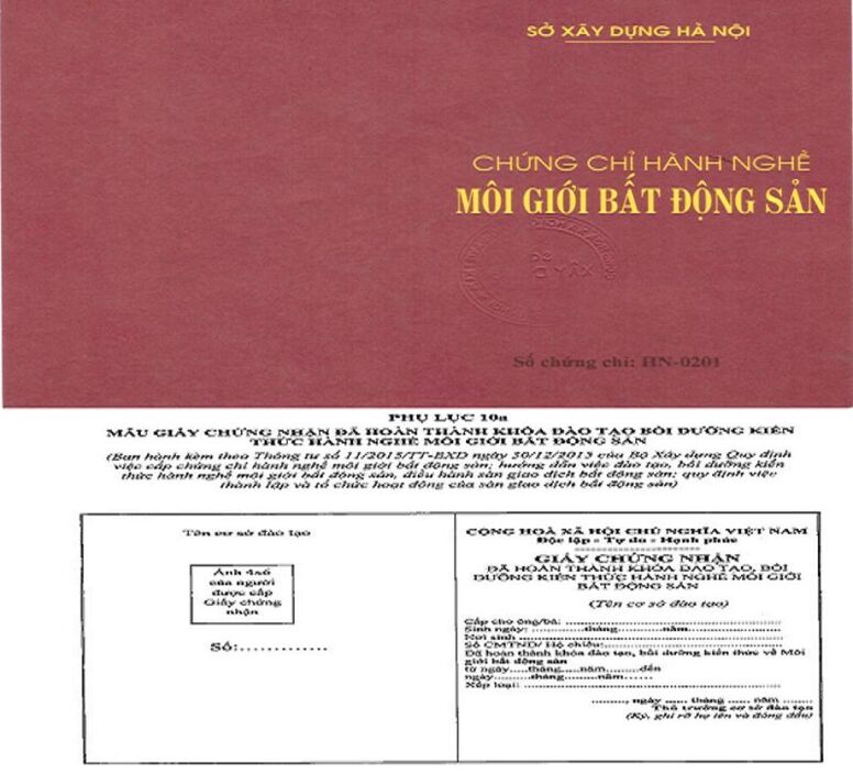 Chứng chỉ hành nghề môi giới bất động sản